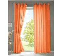 Gardinenbox Berlino 20405N2 - Set di 2 tende con occhielli, 245 x 140 cm, colore arancione, opache, in microfibra satinata, permeabile alla luce, tinta unita opaca