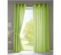 Gardinenbox Berlino 20405N2 - Set di 2 tende con occhielli, 245 x 140 cm, colore: verde mela, opache, in microfibra