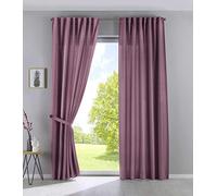 Gardinenbox Cationic Jena 2019037-2 - Set di 2 tende con passanti nascosti, 225 x 140 cm (altezza x larghezza), effetto lino, oscuranti, con fermatenda, colore: rosa antico