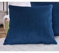 Gardinenbox Cuscino decorativo, lunghezza x 45 x 45 cm, blu jacquard Greta con design a spina di pesce, facile da pulire, chiusura lampo, morbida imbottitura da 320 g, disponibile in diversi colori,