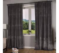 Gardinenbox Milano 20357 - Tenda oscurante in velluto con passanti, chiusura a cordoncino, accorciabile, 2 pezzi (altezza x larghezza x profondità): 235 x 135 cm, colore: grigio