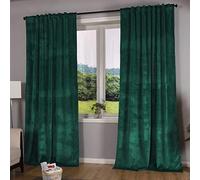 Gardinenbox Milano 20357 - Tenda oscurante in velluto con passanti, chiusura a cordoncino, accorciabile, 2 pezzi, altezza x larghezza 280 x 135 cm, colore: verde