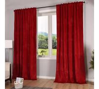 Gardinenbox Milano 20357 - Tenda oscurante in velluto, con passanti e passante per cordoncino, accorciabile, 2 pezzi, altezza x larghezza 280 x 135 cm, colore: rosso