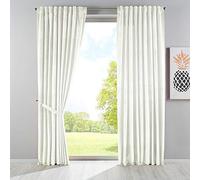 Gardinenbox Milano 20357 - Tenda oscurante in velluto, con passanti e passanti per tunnel, accorciabile, 2 pezzi, altezza x larghezza 280 x 135 cm, colore: crema