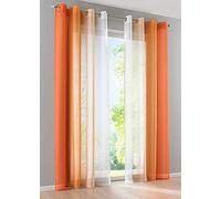 Gardinenbox Modena 10000183 - Confezione da 2 tende verticali con stampa sfumata di colore trasparente, con occhielli e fermatenda, 145 x 140 cm (altezza x larghezza), colore: arancione