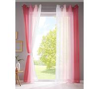 Gardinenbox Modena 10000183 - Confezione da 2 tende verticali con stampa sfumata di colore trasparente, con occhielli e fermatenda, 245 x 140 cm, colore: rosa