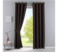 Gardinenbox Newyork Tende Termiche Occhielli oscuranti e fonoassorbenti, ÖKOTEX, Protezione dai Raggi UV, fermatenda, 201920600-2, Poliestere, Marrone, HxB 225x140 cm