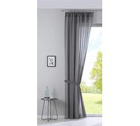 Gardinenbox Nizza - Tenda in Voile di Cotone, Semi-Voile, Trasparente, con Passante per Tenda e Passante, 100% Poliestere, Grigio, 254 x 135 cm