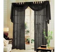 Gardinenbox, Set Completo di 3 Tende in Voile, Colore: Nero, 60999