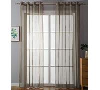 Gardinenbox Set di 2 tende con occhielli, trasparenti, per soggiorno, 20332-cn2, 100% poliestere, colore nocciolo, 225 x 140 cm