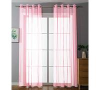Gardinenbox Set di 2 tende trasparenti Uni, 145 x 140 cm, rosa chiaro, con occhielli e chiusura a corda, per soggiorno, 20332-cn2