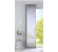 Gardinenbox Tenda a pannello Nizza in voile di cotone e voile, 245 x 60 cm (altezza x larghezza), grigio trasparente, con binario di scorrimento e asta di contrappeso, 2019032