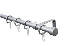 Gardinia 32881 Set a 1 Corsa per aste per Tende, Materiale di Fissaggio Incluso nel Set, Lunghezza 130-240 cm, Metallo/Plastica, Argento