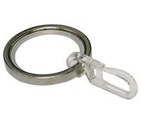 GARDINIA Anelli per aste per tende dal diametro di 20 mm, Inserti scorrevoli e ganci inclusi, 10 pezzi, Serie Chicago, 4 mm Larghezza, Metallo, Finitura in acciaio inossidabile
