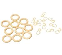 Gardinia Anelli per Tenda per Bacchette per Tendine Montana, incl. Ganci Pieghevoli, 10 Pezzi, Spessore Anelli: 7 mm, Legno, Pino/Naturale