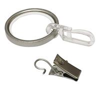 Gardinia Anello per Tenda con Inserto Scorrevole per bastoni per Tenda Ø 20 mm, Interno Ø 27,5 mm, Esterno Ø 34 mm, Larghezza 4 mm, 10 Pezzi, Metallo, Argento Satinato
