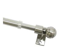 Gardinia Meran Asta con 2 Supporti per Il Fissaggio, Metallo, Effetto Acciaio Inox, 80-140 cm