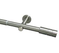 Gardinia Bastone per Tende “Zylinder”, Set Completo incl. Materiale di Montaggio, Lunghezza 100-190 cm, Effetto Acciaio Inox, Metallo, Ø 22/25 mm