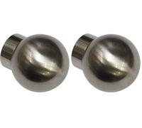 Gardinia Bottoni terminali per aste per Tende, 2 x Cappuccio terminale a Sfera, Metallo, Aspetto Acciaio Inox, Ø 25 mm (Confezione da 2)