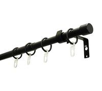 Gardinia cap Set con Bastone per Tende e Accessori, 1 Binario Ø 19/16 mm, Estensibile da Entrambi i Lati, Nero Opaco, 180-310 cm