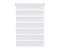 Gardinia Doppia Tenda a Rullo con Morsetto di Fissaggio o Adesiva, Tenda a Rullo con Catenella Laterale, Trasparente e con Strisce opache, Kit di Montaggio Incluso, Bianco, 60 x 150 cm (LxA)