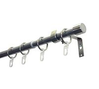 Gardinia Set con Bastone per Tende e Accessori, cap, 1 Binario Ø 19/16 mm, Estensibile da Entrambi i Lati, Effetto Acciaio Inox, 180-310 cm