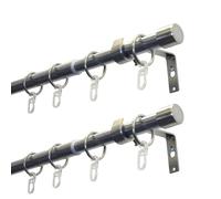 GARDINIA Set di 2 bastoni per tende Cap, 1 binario, Ø 19/16 mm, asta per tende, estensibile su entrambi i lati, 120-190 cm o 180-310 cm, effetto acciaio inossidabile