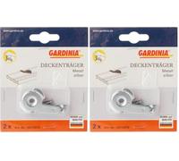 Gardinia Supporto a soffitto per binari per Tende a 3 Pannelli a Scorrimento, 2 Pezzi, Montaggio a soffitto o Combinato con Supporti ad Angolo, 2,5 x 1,5 x 1,5 cm, Metallo, Argento (Confezione da 2)