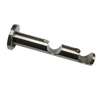 Gardinia Supporto Combinato per bastoni per Tende Ø 25/25 mm, Due Vie, Aperto, Linea Windsor, Effetto Acciaio Inox, 8/6 cm