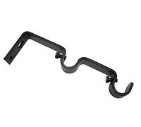 Gardinia Supporto Doppio per bastoni per Tende con Ø 16 mm, 7/7 cm, (14 cm dal muro), incl. Materiale di Montaggio, Linea Memphis, Metallo, Nero Opaco, 2 unità