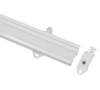GARDINIA Supporto per pannello per binari tende a pannello e aste per tende con binario interno, Nastro in velcro e ruote premontate, Supporto con testa scorrevole, 60 cm, Alluminio, Bianco