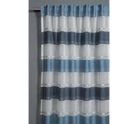 Gardinia Tenda con Passanti Nascosti e Nastro Fettuccia Integrato, Opaca, Filtrante, Stamigna, Bianco/Blu, 140 x 175 cm