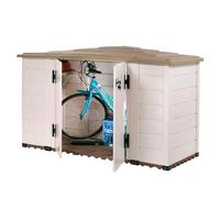 Gardiun KSP38270 Cassapanca in resina Garden Box Tuscany 200 88 x 212 x 133 cm, Bianco/Beige