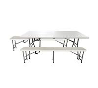 Gardiun Set Tavolo e 2 Panche Pieghevoli Portatili in Resina New Koln 180x74x74 cm