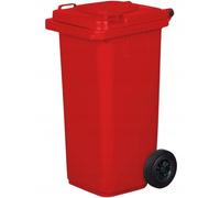 gardivo Pattumiera da 120 litri, bidone dei rifiuti con 2 ruote silenziose, coperchio con due manici, grande bidone dei rifiuti, stabile pattumiera in plastica (rosso)