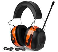 GARDTECH Cuffie antirumore con Bluetooth antirumore con radio wireless MP3 AM FM paraorecchie di sicurezza con display LCD 4 GB SD Card per adulti per giardino lavorazione del legno arancione, Taglia