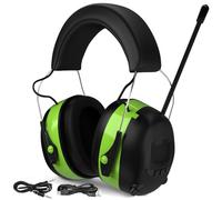 GARDTECH Paraorecchie con cuffie Bluetooth con cancellazione del rumore con radio wireless MP3 AM FM paraorecchie di sicurezza con display LCD, scheda SD da 4 GB, per adulti, per giardino, lavorazione