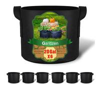 Gardzen Confezione da 6 sacchetti per la coltivazione di piante da 20 galloni, vasi in tessuto di aerazione con manici, vasi in tessuto resistente per piante