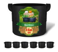 Gardzen Confezione da 6 sacchetti per la coltivazione di piante da 5 galloni, vasi in tessuto di aerazione con manici, vasi in tessuto resistente per piante