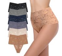 GAREDOB Perizoma a vita alta, biancheria intima per il controllo pancia, mutandine in cotone e pizzo, perizoma taglia S-4XL, X-Large