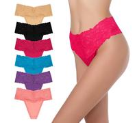 GAREDOB Perizoma in cotone retrò a vita alta per le donne Pack 6 Biancheria intima in pizzo Plus Size High Rise Controllo della pancia Mutandine Carine, Confezione da 6 luci