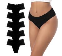 GAREDOB Perizoma in Pizzo di Cotone a Vita Alta per Le Donne Tangas morbide a Copertura Totale Perizoma nero-5Pack 4XL