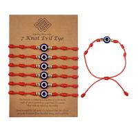 Garegce 6 braccialetti rossi a corda, 7 nodi, regolabili, con amuleto della cabala, protezione per donne, ragazze, ragazzi, braccialetti portafortuna per la famiglia, regalo per la festa della mamma