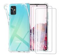 Garegce Cover Compatibile con Samsung Galaxy A51 con 2 Pezzi Vetro Temperato, Silicone in TPU Morbida, Antiurto Bumper Protettiva Custodia Compatibile con Galaxy A51-6.5 Pollici-Trasparente