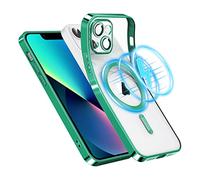 Garegce Cover Magnetica per iPhone 13 Trasparente, Custodia Compatibile con MagSafe, Protezione Fotocamera Cover Antiurto TPU Morbido Protettiva Antigiallo Custodia iPhone 13-6,1 Pollici-Verde