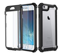 Garegce Cover per iPhone 6 e iPhone 6s Trasparente, Custodia Antiurto 360 Gradi con 2 Pellicola Protettiva, Doppia Silicone TPU Bumper e PC Pannello Posteriore- 4,7 Pollici-Nero