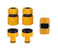 Garegce Kit di 5 connettori per tubi da giardino, in plastica, connettore rapido per tubo dell'acqua da giardino, raccordo 2 in 1, accessorio per estendere il tubo flessibile, giallo