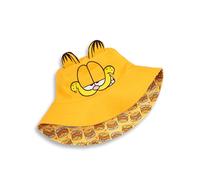 Garfield Cappello da Pescatore Reversibile Arancione Unisex | Abbigliamento Classico da Cartone Animato con Orecchie 3D | Stampa con Motivo Lasagna sul Retro | Copricapo Casual per Protezione Solare