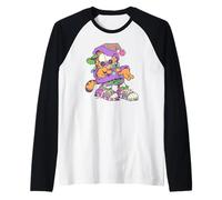 Garfield Christmas Retro Funky Style Portrait Maglia con Maniche Raglan