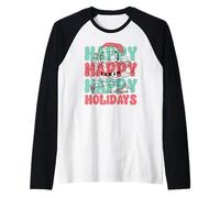 Garfield Christmas Santa's Costume Happy Holidays Pattern Maglia con Maniche Raglan